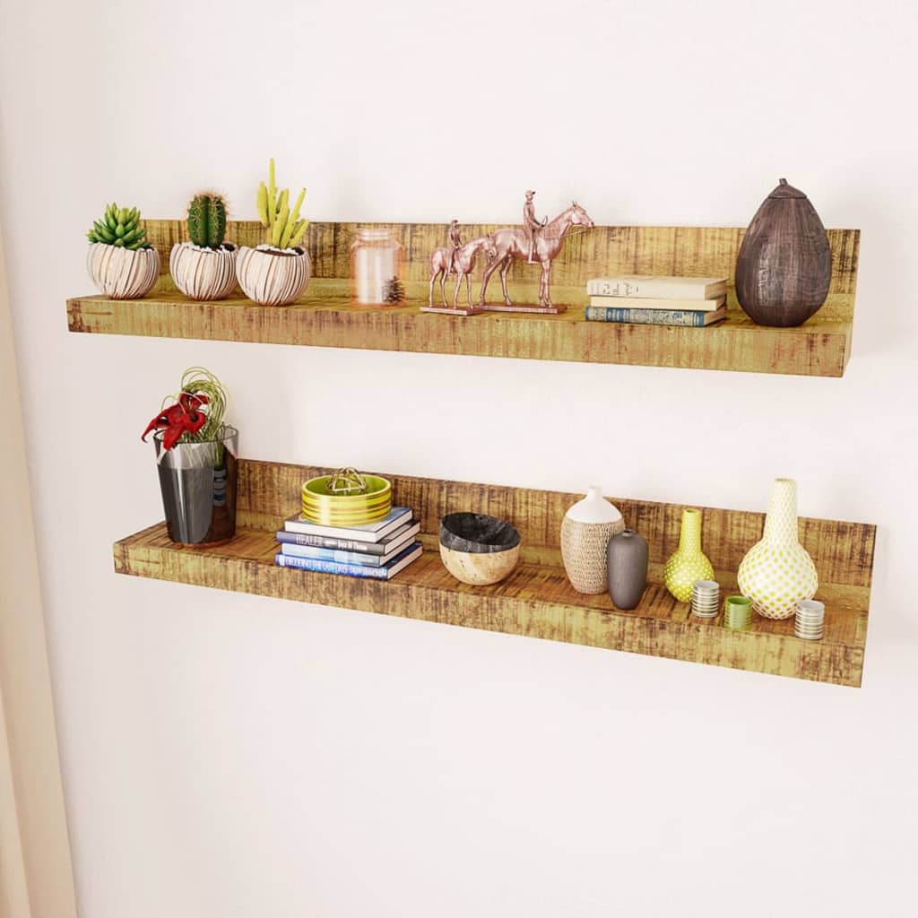 Display Shelf 2 pcs Solid Wood Wall-Mounted- Wall Shelves & Ledges - HomeShopIreland - Home Shop Ireland - Wall Shelves & Ledges - Display Shelf 2 pcs Solid Wood Wall-Mounted