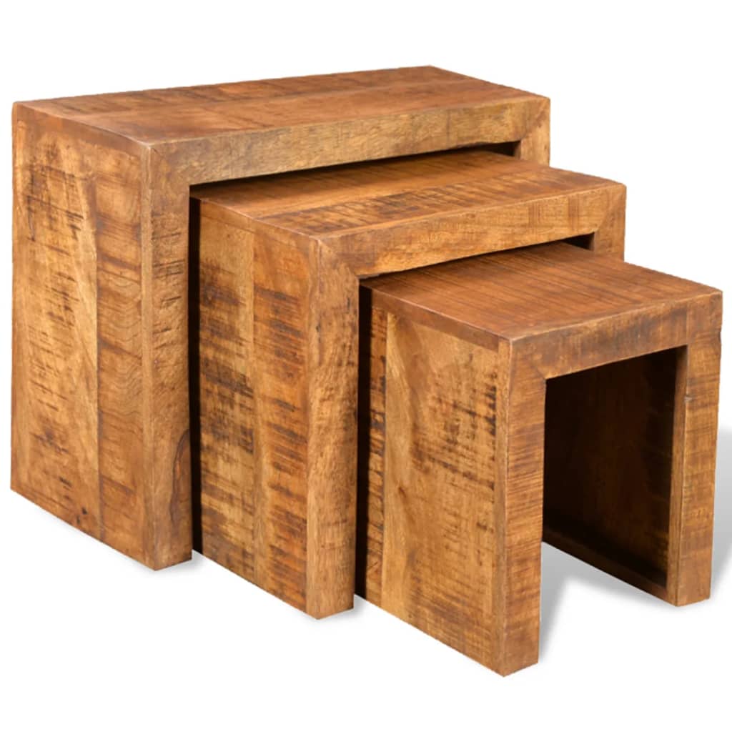 Nesting Table Set 3 Pieces Solid Mango Wood- End Tables - HomeShopIreland - Home Shop Ireland - End Tables - Nesting Table Set 3 Pieces Solid Mango Wood