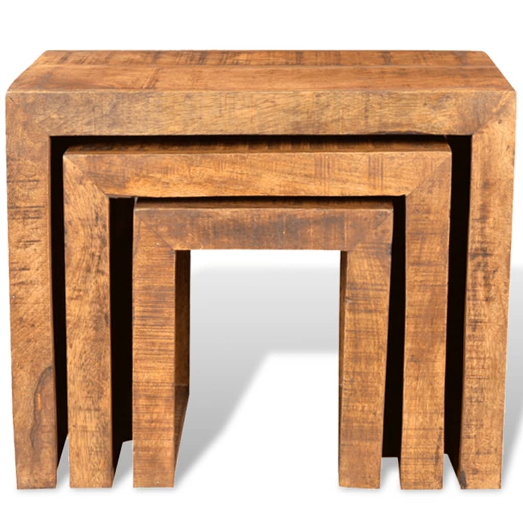 Nesting Table Set 3 Pieces Solid Mango Wood- End Tables - HomeShopIreland - Home Shop Ireland - End Tables - Nesting Table Set 3 Pieces Solid Mango Wood