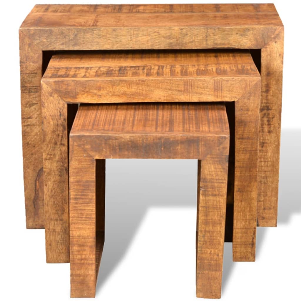 Nesting Table Set 3 Pieces Solid Mango Wood- End Tables - HomeShopIreland - Home Shop Ireland - End Tables - Nesting Table Set 3 Pieces Solid Mango Wood