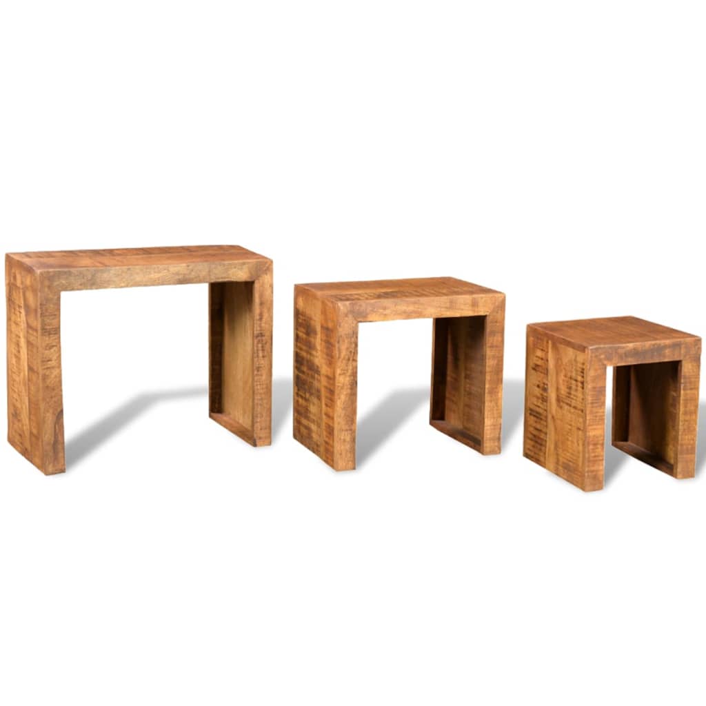 Nesting Table Set 3 Pieces Solid Mango Wood- End Tables - HomeShopIreland - Home Shop Ireland - End Tables - Nesting Table Set 3 Pieces Solid Mango Wood