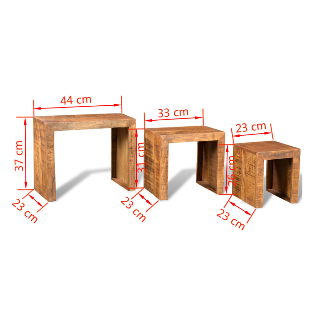 Nesting Table Set 3 Pieces Solid Mango Wood- End Tables - HomeShopIreland - Home Shop Ireland - End Tables - Nesting Table Set 3 Pieces Solid Mango Wood