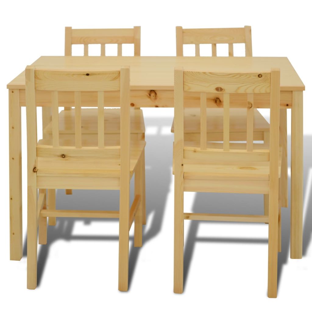 Dining Set 5 Pieces Pine Wood Natural- Kitchen & Dining Furniture Sets - HomeShopIreland - Home Shop Ireland - Kitchen & Dining Furniture Sets - Dining Set 5 Pieces Pine Wood Natural