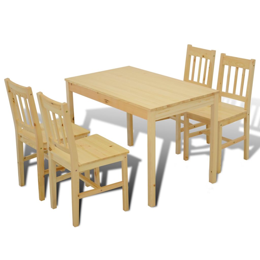 Dining Set 5 Pieces Pine Wood Natural- Kitchen & Dining Furniture Sets - HomeShopIreland - Home Shop Ireland - Kitchen & Dining Furniture Sets - Dining Set 5 Pieces Pine Wood Natural
