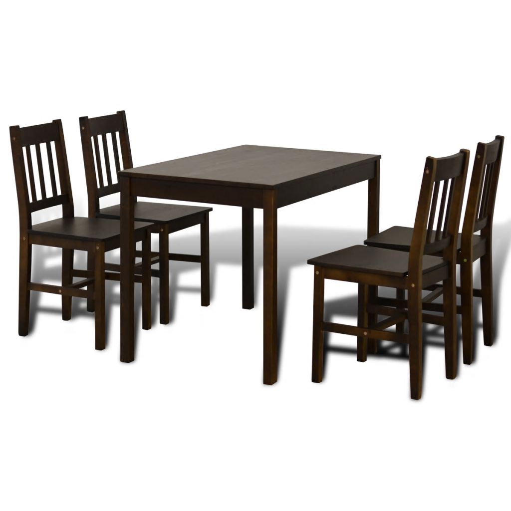 Dining Set 5 Pieces Pine Wood Brown- Kitchen & Dining Furniture Sets - HomeShopIreland - Home Shop Ireland - Kitchen & Dining Furniture Sets - Dining Set 5 Pieces Pine Wood Brown