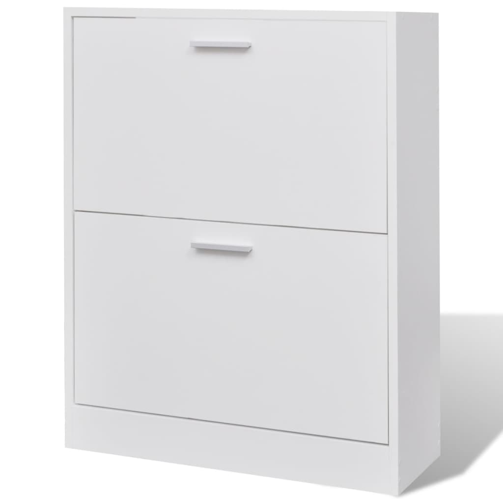 White Wooden Shoe Cabinet with 2 Compartments- Shoe Racks & Organisers - HomeShopIreland - Home Shop Ireland - Shoe Racks & Organisers - White Wooden Shoe Cabinet with 2 Compartments