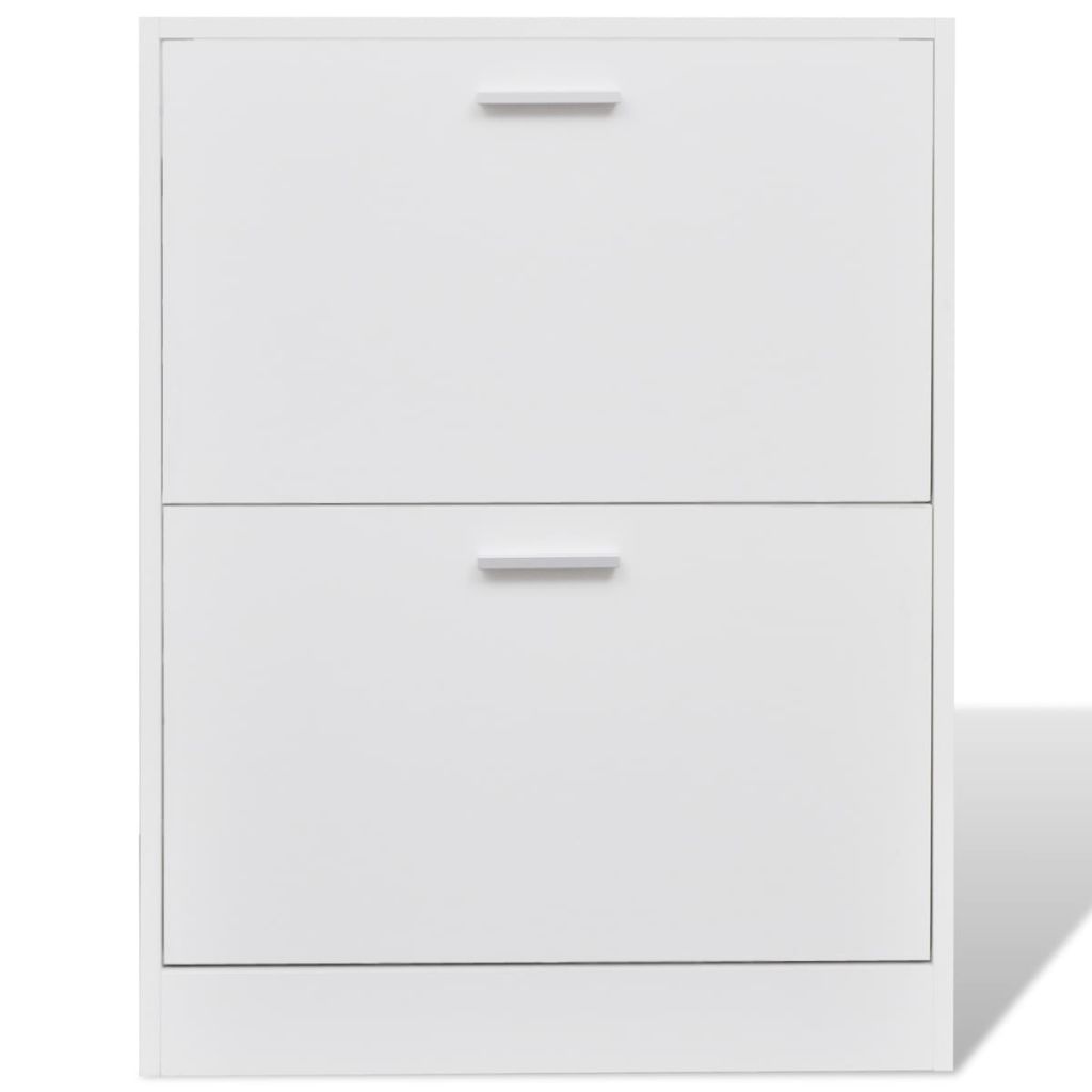 White Wooden Shoe Cabinet with 2 Compartments- Shoe Racks & Organisers - HomeShopIreland - Home Shop Ireland - Shoe Racks & Organisers - White Wooden Shoe Cabinet with 2 Compartments