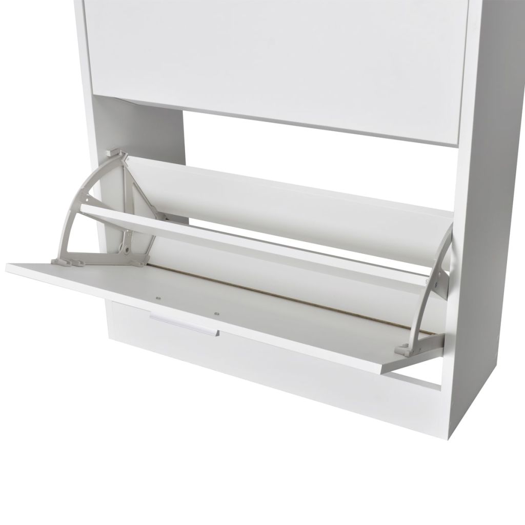 White Wooden Shoe Cabinet with 2 Compartments- Shoe Racks & Organisers - HomeShopIreland - Home Shop Ireland - Shoe Racks & Organisers - White Wooden Shoe Cabinet with 2 Compartments