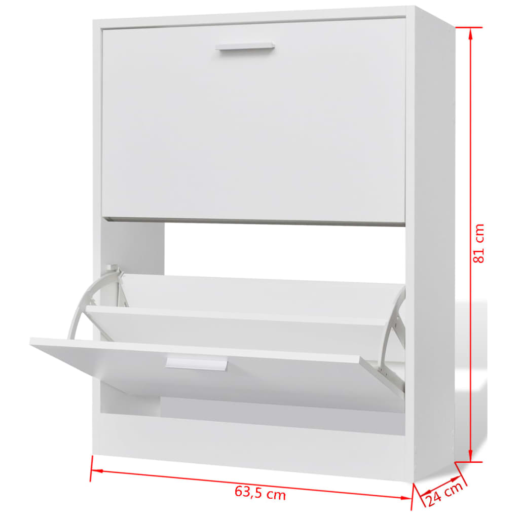 White Wooden Shoe Cabinet with 2 Compartments- Shoe Racks & Organisers - HomeShopIreland - Home Shop Ireland - Shoe Racks & Organisers - White Wooden Shoe Cabinet with 2 Compartments