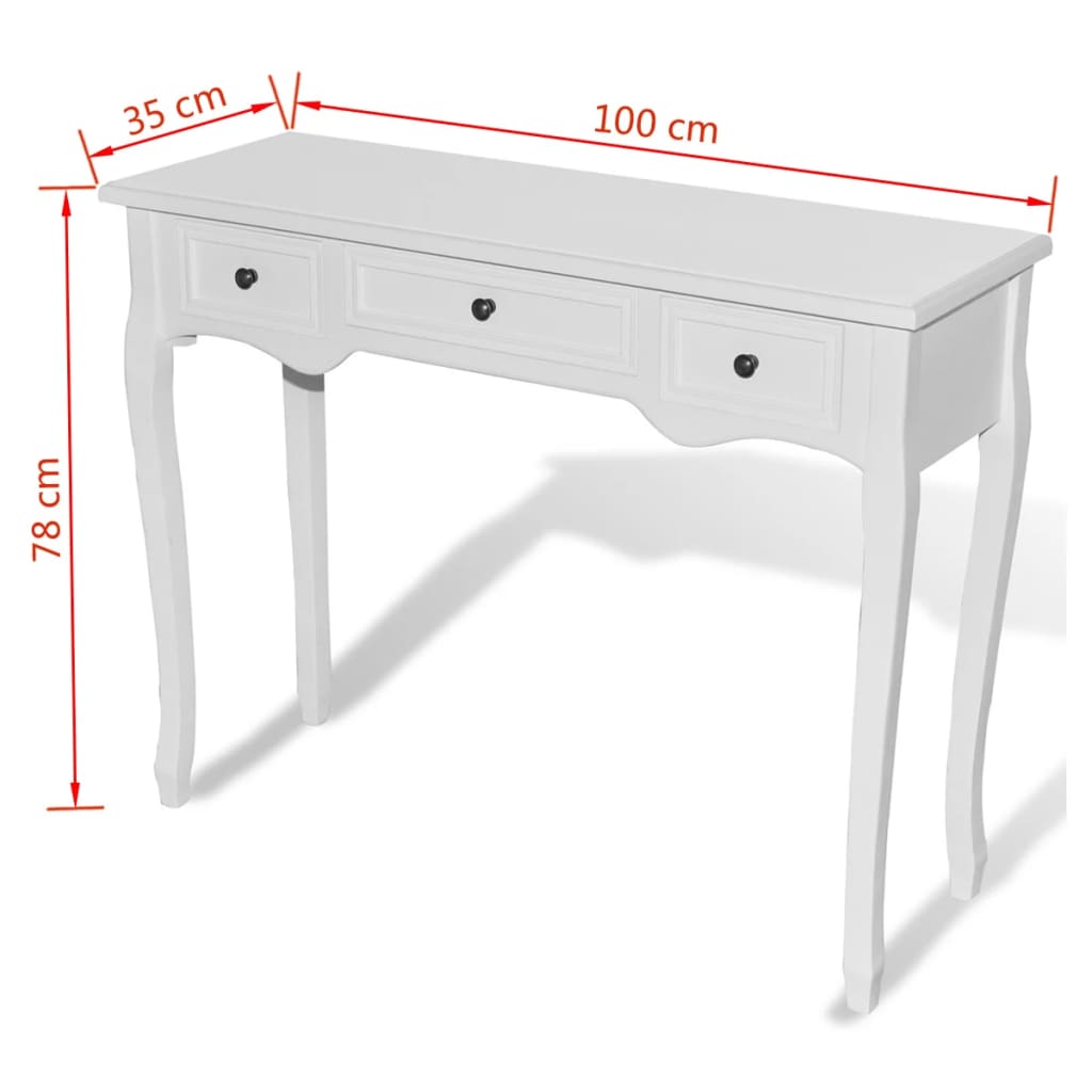 Dressing Console Table with Three Drawers White- End Tables - HomeShopIreland - Home Shop Ireland - End Tables - Dressing Console Table with Three Drawers White