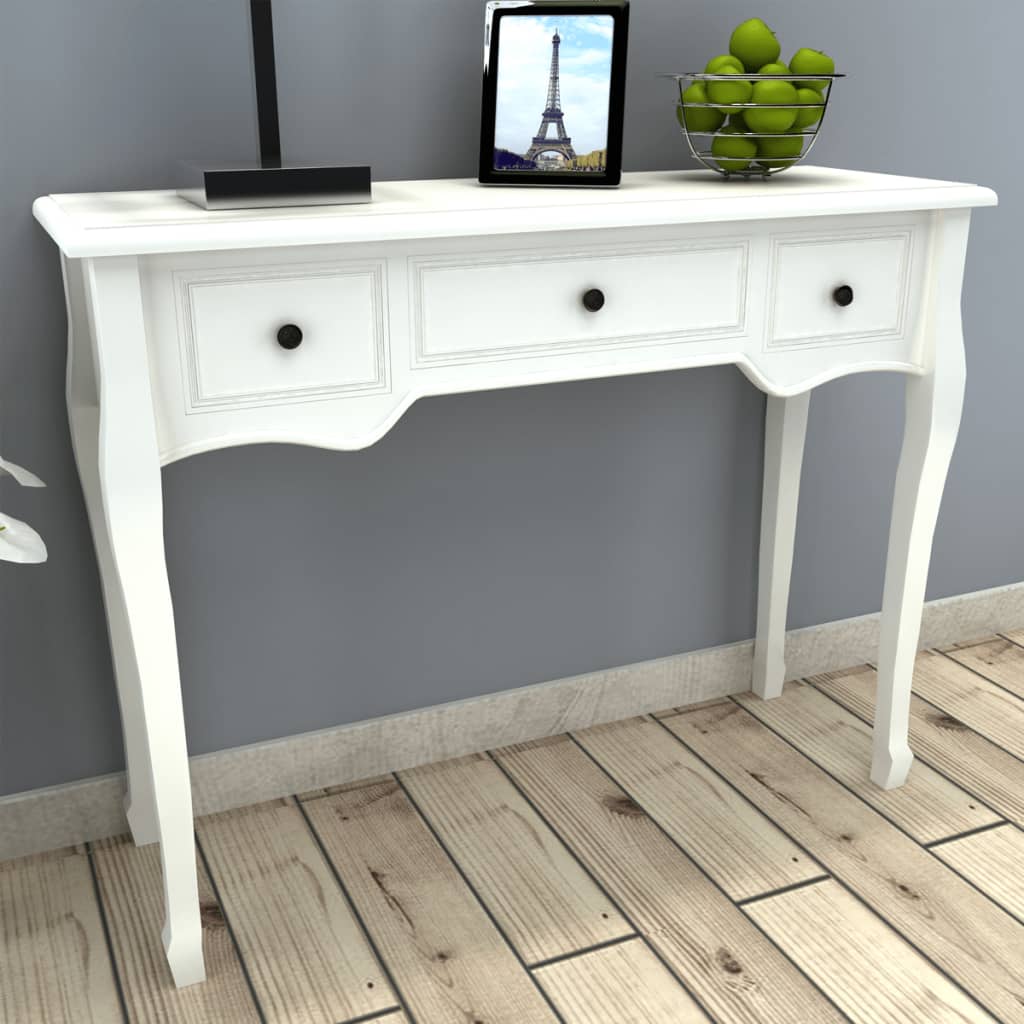 Dressing Console Table with Three Drawers White- End Tables - HomeShopIreland - Home Shop Ireland - End Tables - Dressing Console Table with Three Drawers White
