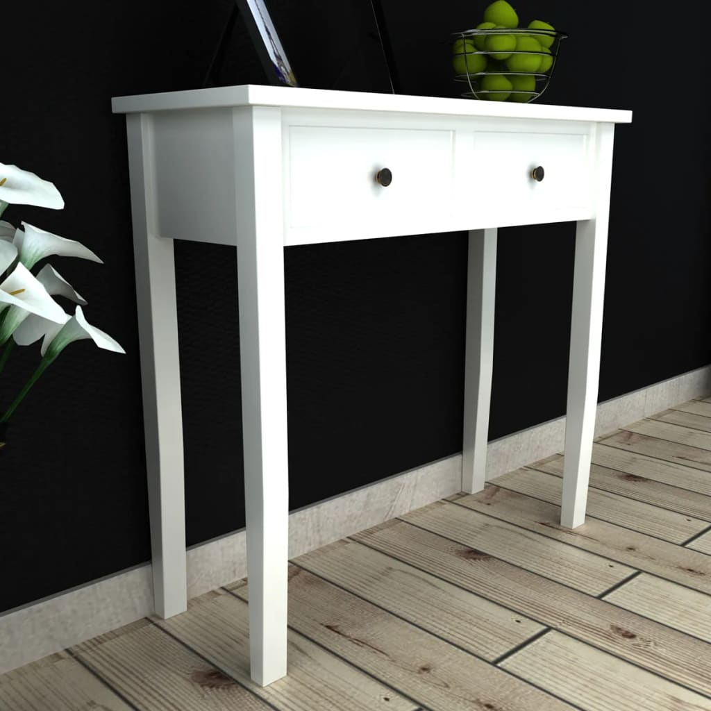Dressing Console Table with Two Drawers White- End Tables - HomeShopIreland - Home Shop Ireland - End Tables - Dressing Console Table with Two Drawers White