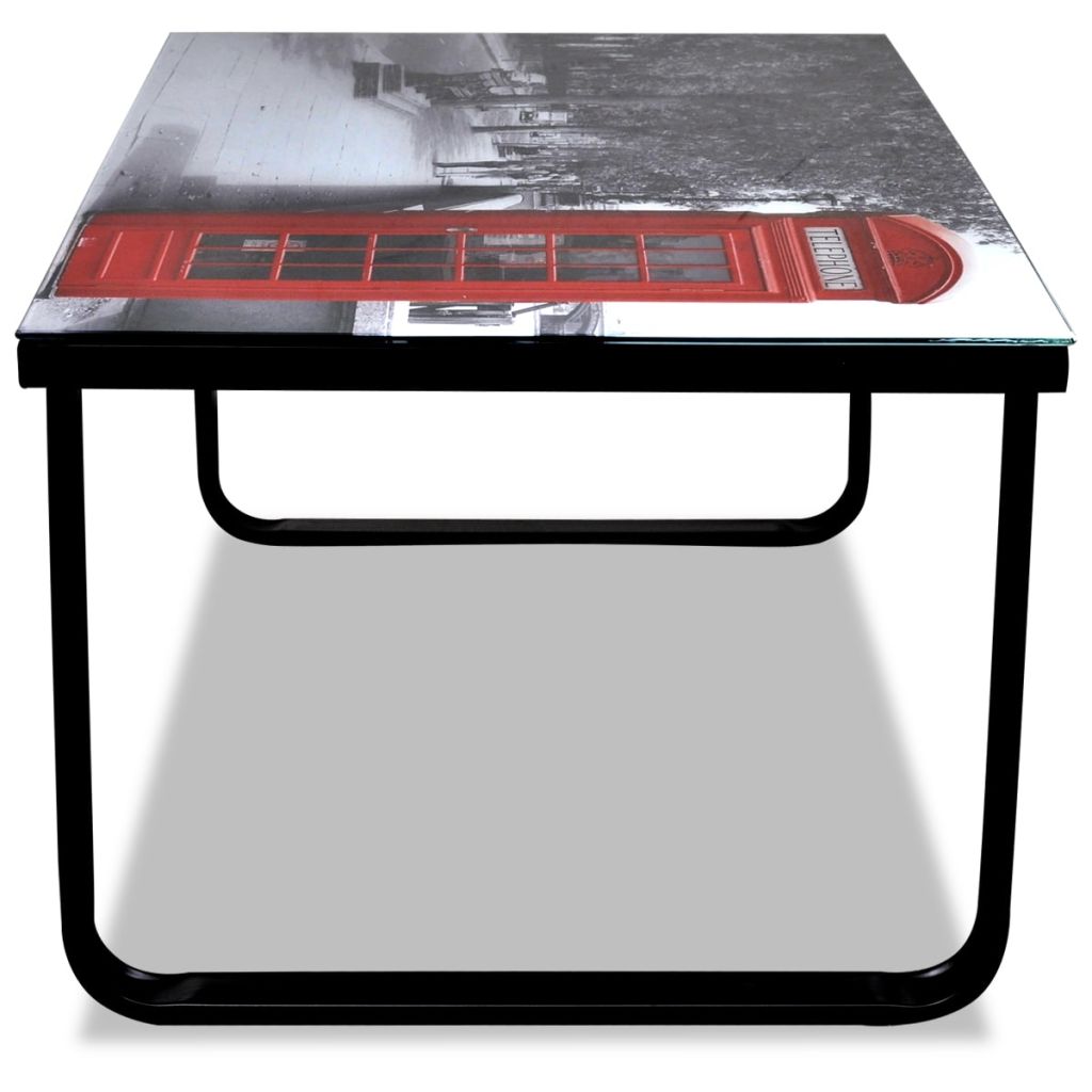 Coffee Table with Telephone Booth Printing Glass Top- Coffee Tables - HomeShopIreland - Home Shop Ireland - Coffee Tables - Coffee Table with Telephone Booth Printing Glass Top