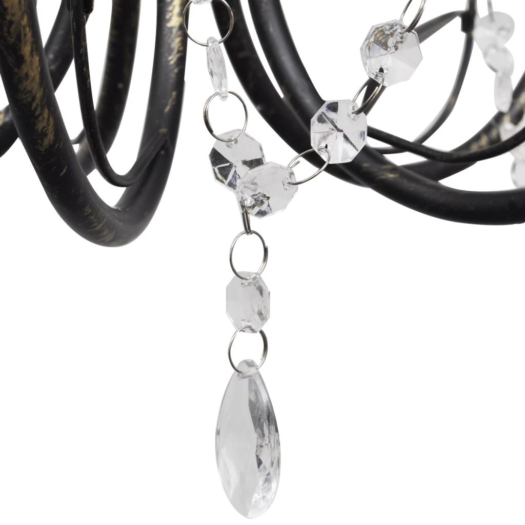 Art Nouveau Style Black Chandelier Crystal Beads 3xE14 Bulbs- Chandeliers - HomeShopIreland - Home Shop Ireland - Chandeliers - Art Nouveau Style Black Chandelier Crystal Beads 3xE14 Bulbs