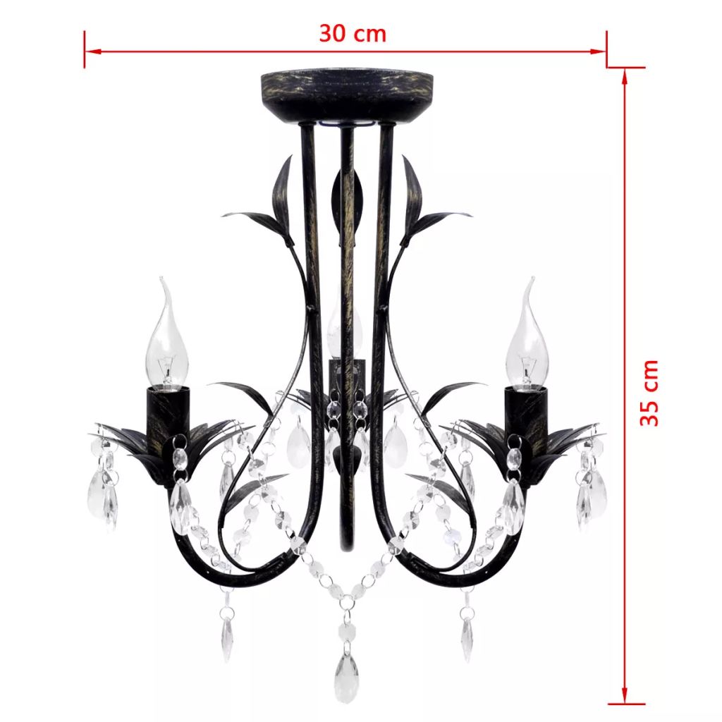 Art Nouveau Style Black Chandelier Crystal Beads 3xE14 Bulbs- Chandeliers - HomeShopIreland - Home Shop Ireland - Chandeliers - Art Nouveau Style Black Chandelier Crystal Beads 3xE14 Bulbs