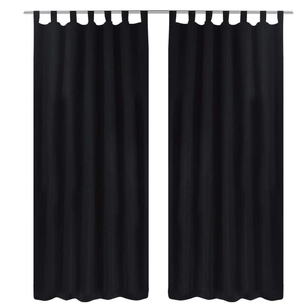 2 pcs Black Micro-Satin Curtains with Loops 140 x 225 cm- Curtains & Drapes - HomeShopIreland - Home Shop Ireland - Curtains & Drapes - 2 pcs Black Micro-Satin Curtains with Loops 140 x 225 cm
