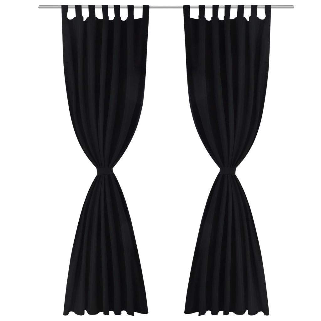 2 pcs Black Micro-Satin Curtains with Loops 140 x 225 cm- Curtains & Drapes - HomeShopIreland - Home Shop Ireland - Curtains & Drapes - 2 pcs Black Micro-Satin Curtains with Loops 140 x 225 cm