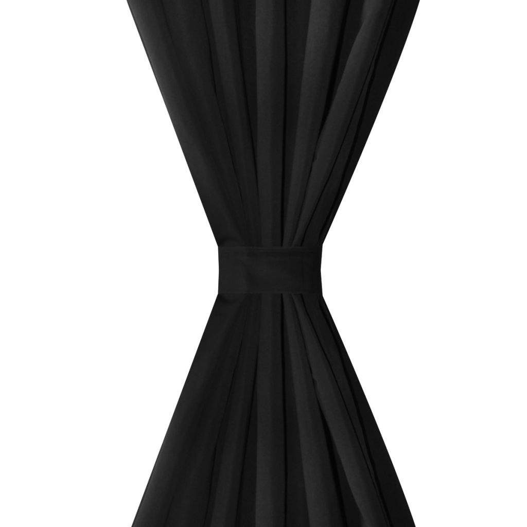 2 pcs Black Micro-Satin Curtains with Loops 140 x 225 cm- Curtains & Drapes - HomeShopIreland - Home Shop Ireland - Curtains & Drapes - 2 pcs Black Micro-Satin Curtains with Loops 140 x 225 cm