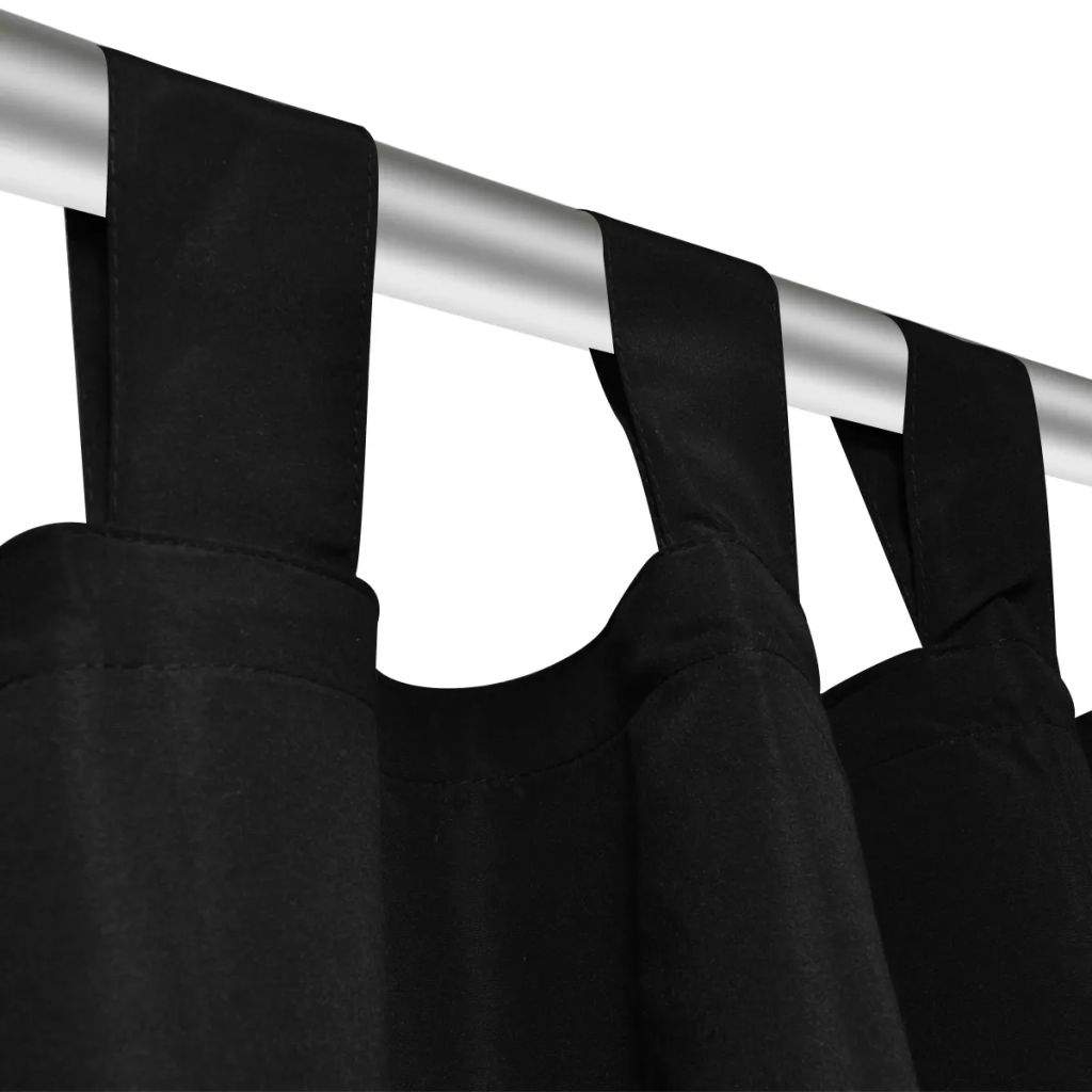 2 pcs Black Micro-Satin Curtains with Loops 140 x 225 cm- Curtains & Drapes - HomeShopIreland - Home Shop Ireland - Curtains & Drapes - 2 pcs Black Micro-Satin Curtains with Loops 140 x 225 cm