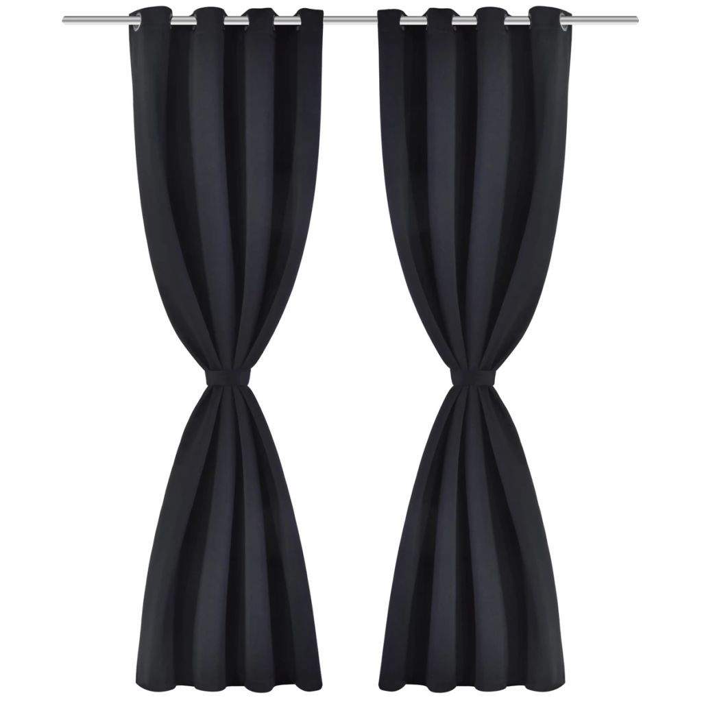 2 pcs Black Blackout Curtains with Metal Rings 135 x 245 cm- Curtains & Drapes - HomeShopIreland - Home Shop Ireland - Curtains & Drapes - 2 pcs Black Blackout Curtains with Metal Rings 135 x 245 cm