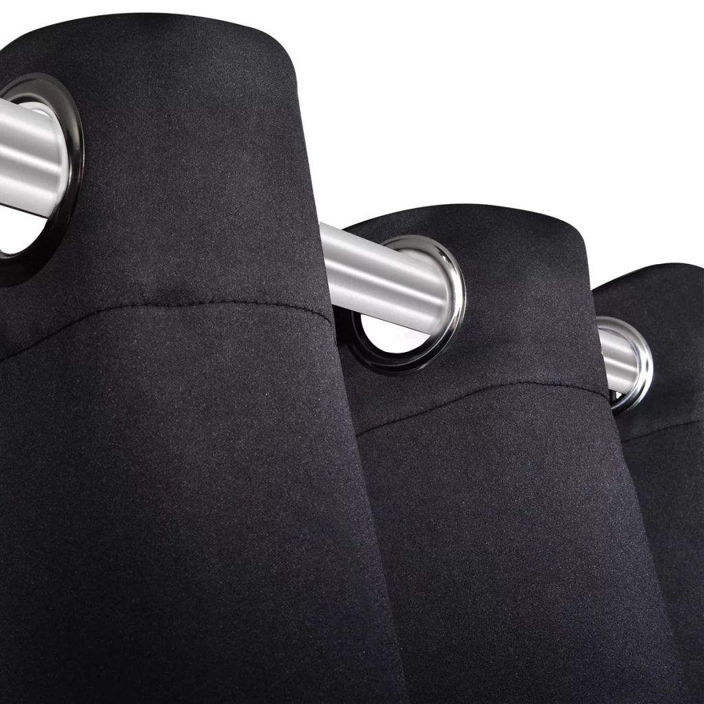 2 pcs Black Blackout Curtains with Metal Rings 135 x 245 cm- Curtains & Drapes - HomeShopIreland - Home Shop Ireland - Curtains & Drapes - 2 pcs Black Blackout Curtains with Metal Rings 135 x 245 cm
