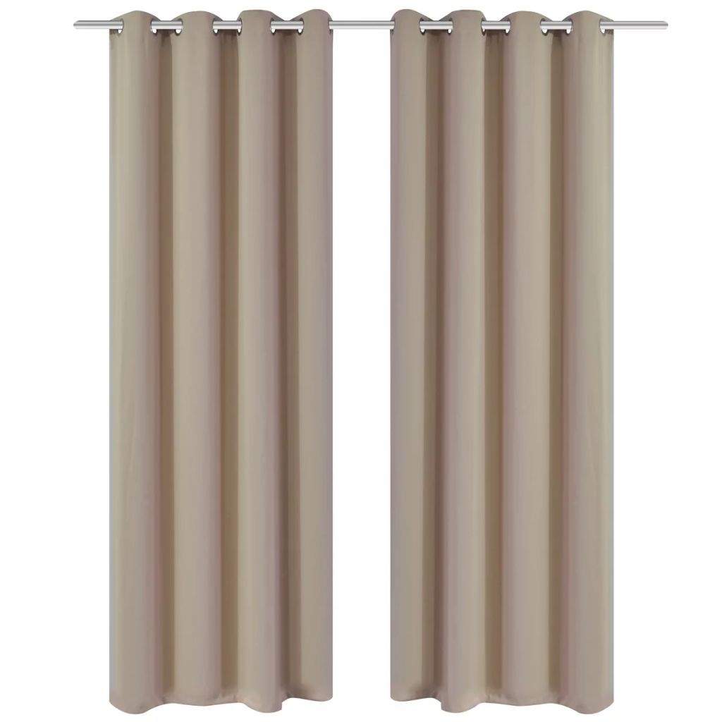 2 pcs Cream Blackout Curtains with Metal Rings 135 x 245 cm- Curtains & Drapes - HomeShopIreland - Home Shop Ireland - Curtains & Drapes - 2 pcs Cream Blackout Curtains with Metal Rings 135 x 245 cm