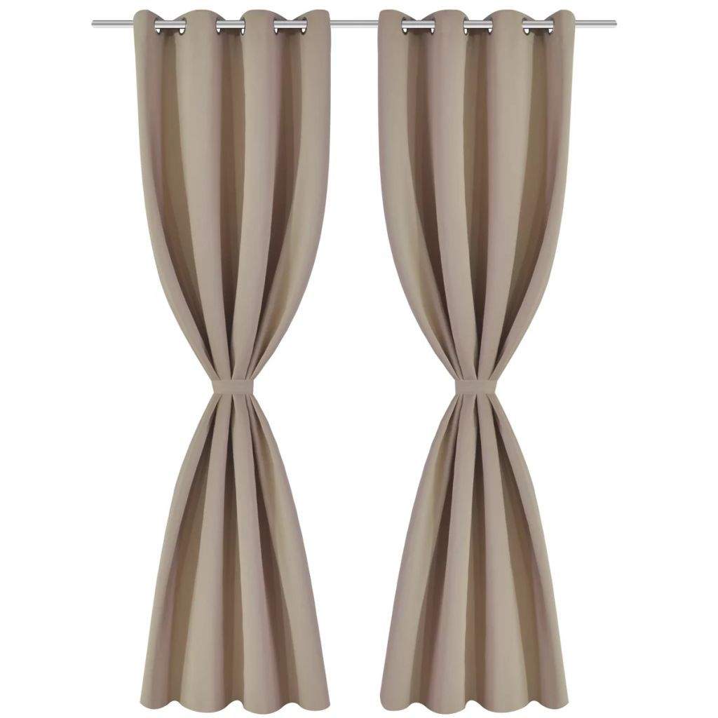 2 pcs Cream Blackout Curtains with Metal Rings 135 x 245 cm- Curtains & Drapes - HomeShopIreland - Home Shop Ireland - Curtains & Drapes - 2 pcs Cream Blackout Curtains with Metal Rings 135 x 245 cm
