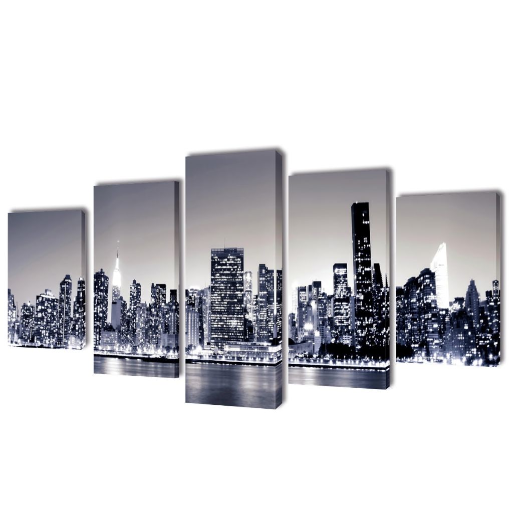 Canvas Wall Print Set Monochrome New York Skyline 200 x 100 cm- Posters, Prints & Visual Artwork - HomeShopIreland - Home Shop Ireland - Posters, Prints & Visual Artwork - Canvas Wall Print Set Monochrome New York Skyline 200 x 100 cm