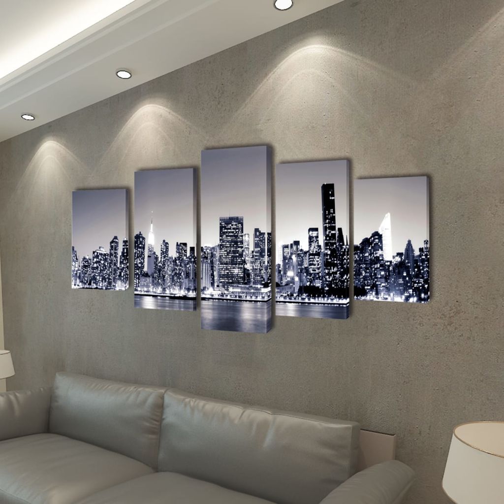 Canvas Wall Print Set Monochrome New York Skyline 200 x 100 cm- Posters, Prints & Visual Artwork - HomeShopIreland - Home Shop Ireland - Posters, Prints & Visual Artwork - Canvas Wall Print Set Monochrome New York Skyline 200 x 100 cm