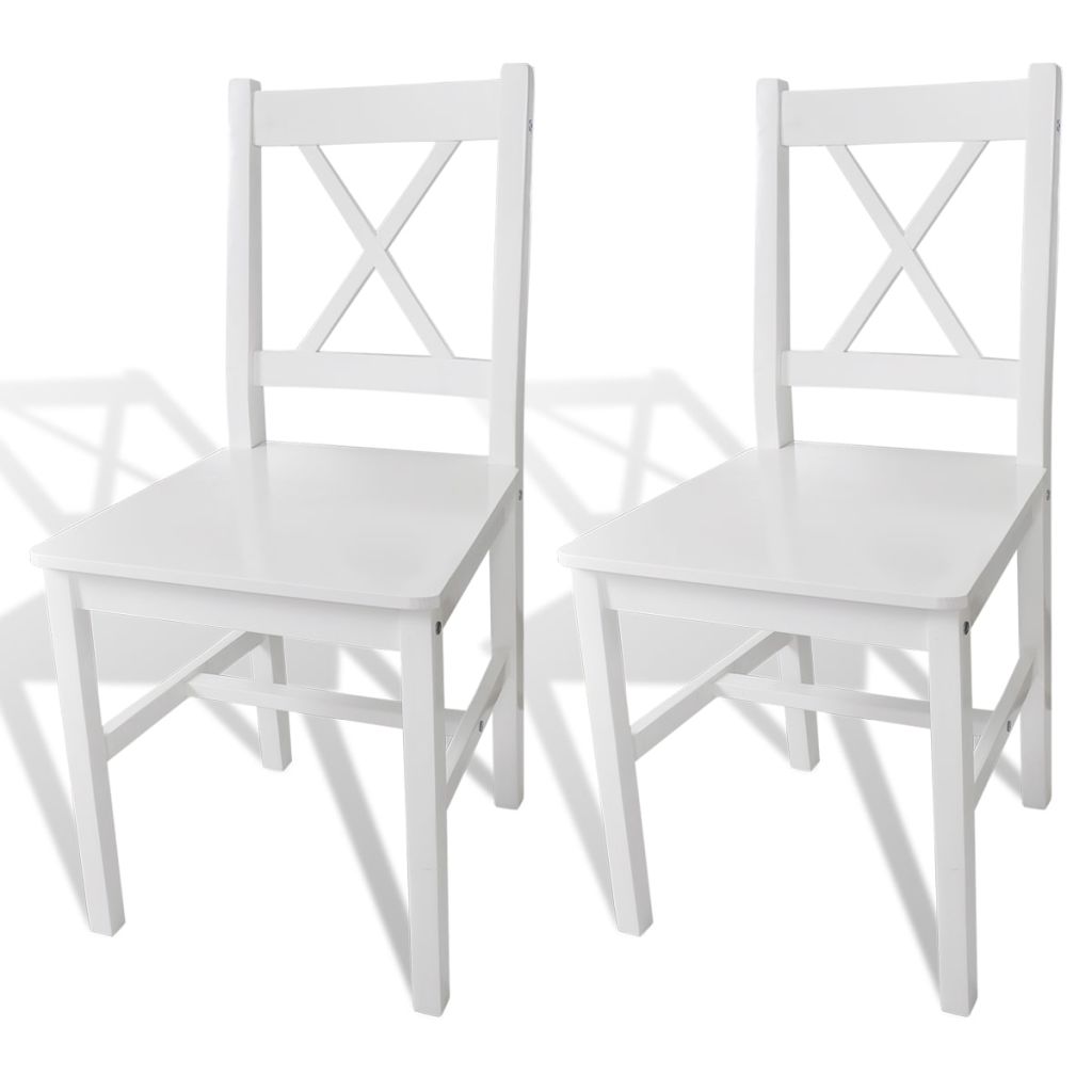 Dining Chairs 2 pcs White Pinewood- Kitchen & Dining Room Chairs - HomeShopIreland - Home Shop Ireland - Kitchen & Dining Room Chairs - Dining Chairs 2 pcs White Pinewood