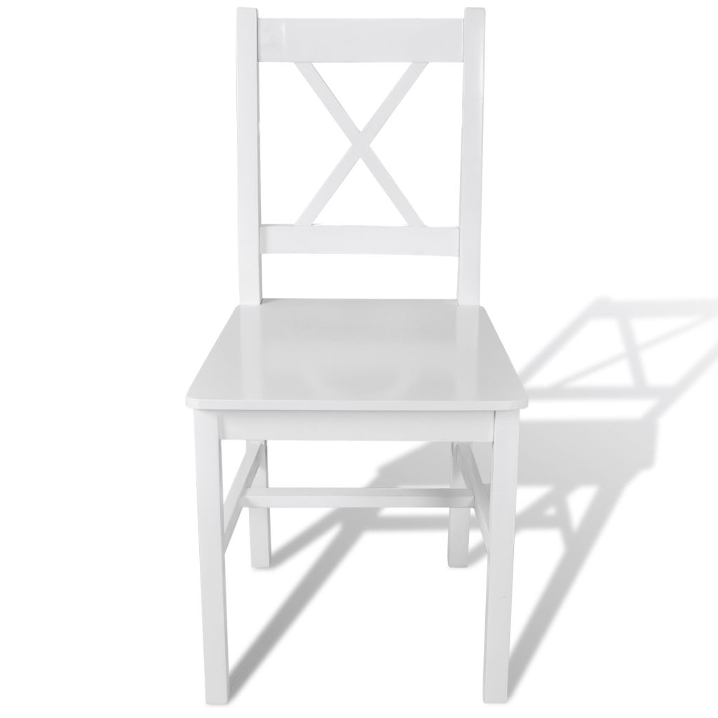 Dining Chairs 4 pcs White Pinewood- Kitchen & Dining Room Chairs - HomeShopIreland - Home Shop Ireland - Kitchen & Dining Room Chairs - Dining Chairs 4 pcs White Pinewood