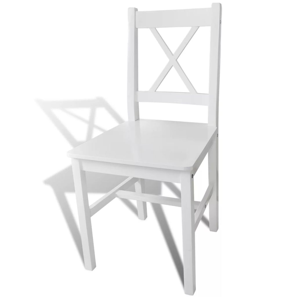Dining Chairs 4 pcs White Pinewood- Kitchen & Dining Room Chairs - HomeShopIreland - Home Shop Ireland - Kitchen & Dining Room Chairs - Dining Chairs 4 pcs White Pinewood