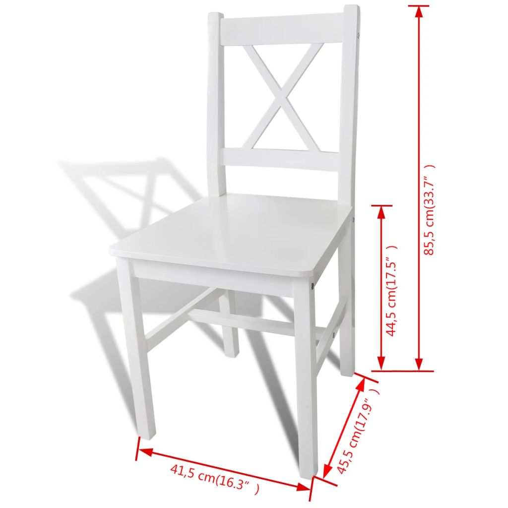 Dining Chairs 4 pcs White Pinewood- Kitchen & Dining Room Chairs - HomeShopIreland - Home Shop Ireland - Kitchen & Dining Room Chairs - Dining Chairs 4 pcs White Pinewood