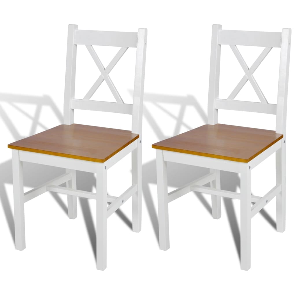 Dining Chairs 2 pcs White Pinewood- Kitchen & Dining Room Chairs - HomeShopIreland - Home Shop Ireland - Kitchen & Dining Room Chairs - Dining Chairs 2 pcs White Pinewood