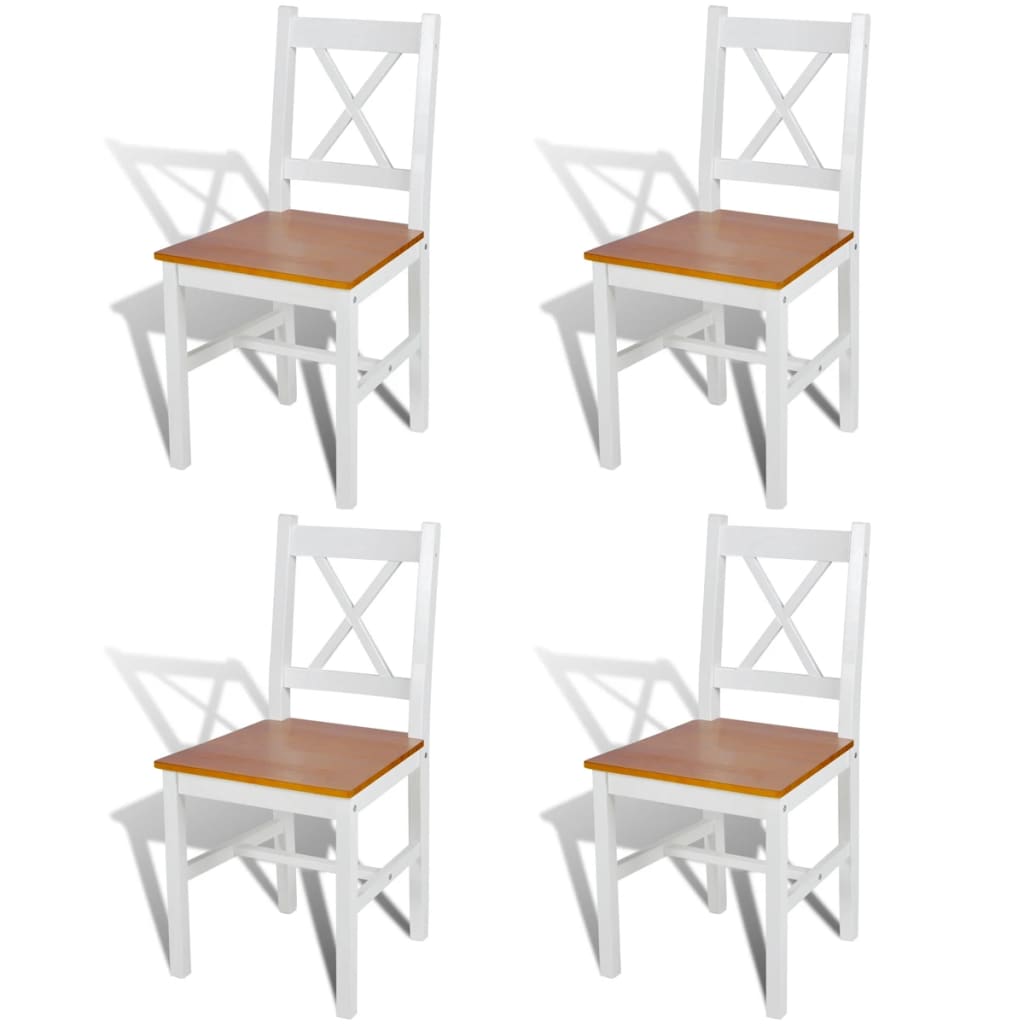 Dining Chairs 4 pcs White Pinewood- Kitchen & Dining Room Chairs - HomeShopIreland - Home Shop Ireland - Kitchen & Dining Room Chairs - Dining Chairs 4 pcs White Pinewood