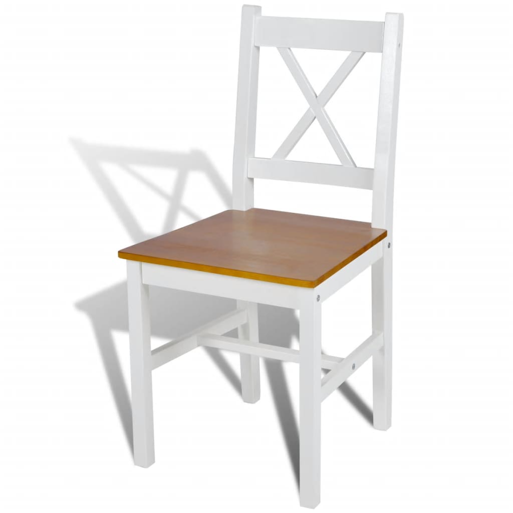Dining Chairs 4 pcs White Pinewood- Kitchen & Dining Room Chairs - HomeShopIreland - Home Shop Ireland - Kitchen & Dining Room Chairs - Dining Chairs 4 pcs White Pinewood