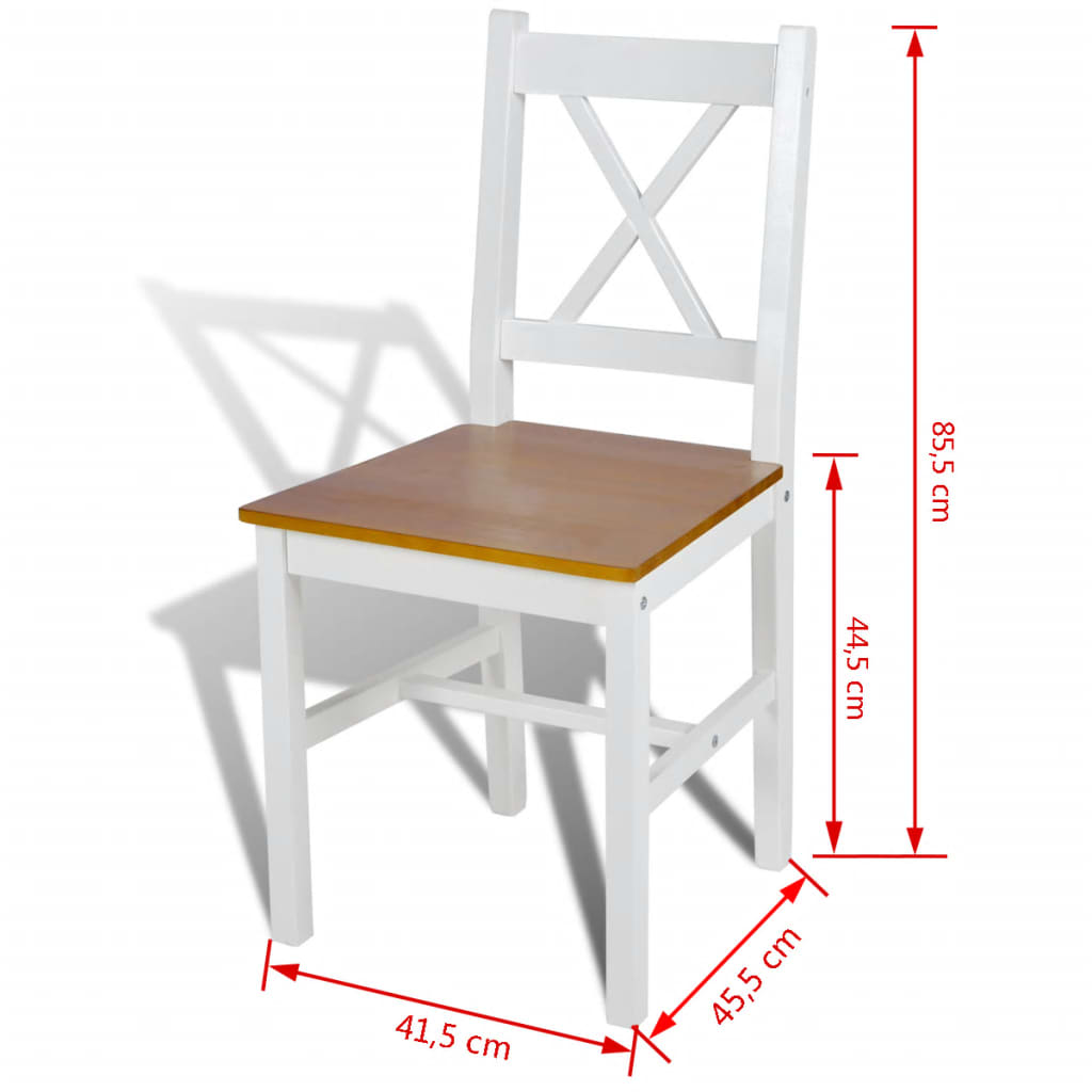 Dining Chairs 4 pcs White Pinewood- Kitchen & Dining Room Chairs - HomeShopIreland - Home Shop Ireland - Kitchen & Dining Room Chairs - Dining Chairs 4 pcs White Pinewood