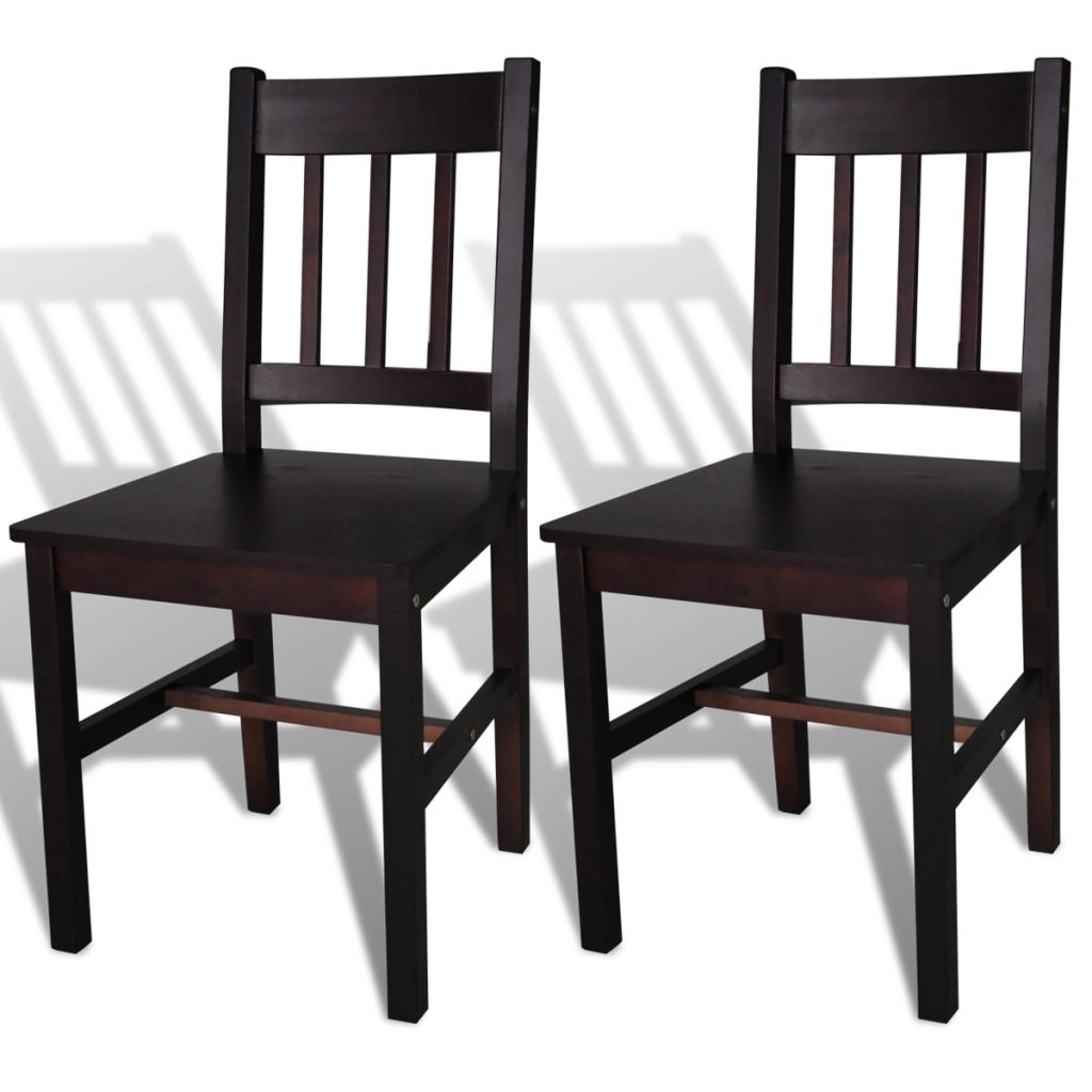 Dining Chairs 2 pcs Dark Brown Pinewood- Kitchen & Dining Room Chairs - HomeShopIreland - Home Shop Ireland - Kitchen & Dining Room Chairs - Dining Chairs 2 pcs Dark Brown Pinewood