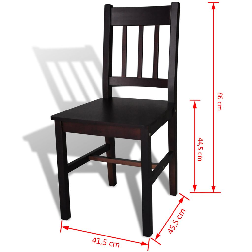 Dining Chairs 2 pcs Dark Brown Pinewood- Kitchen & Dining Room Chairs - HomeShopIreland - Home Shop Ireland - Kitchen & Dining Room Chairs - Dining Chairs 2 pcs Dark Brown Pinewood