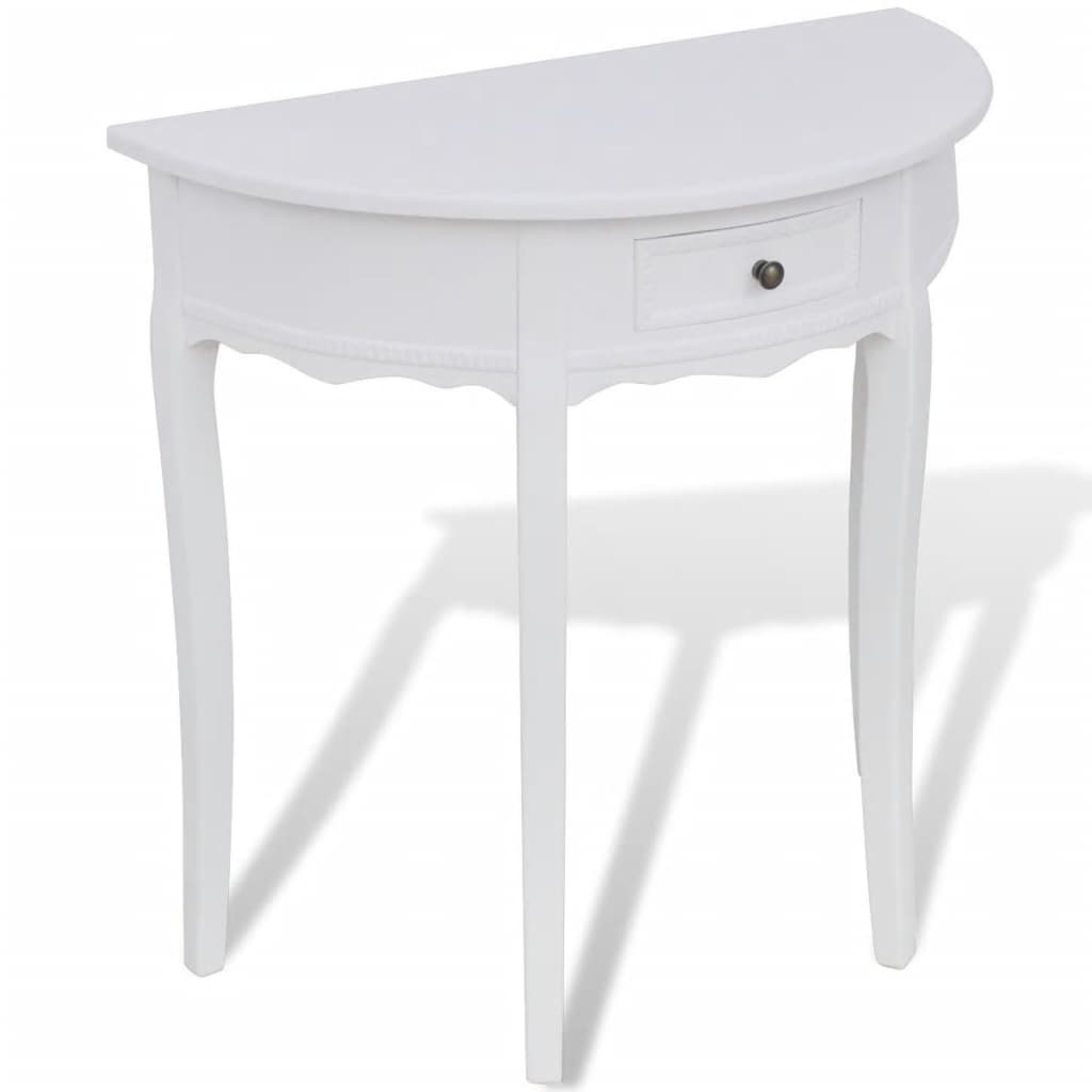 Console Table with Drawer Half-round White- End Tables - HomeShopIreland - Home Shop Ireland - End Tables - Console Table with Drawer Half-round White