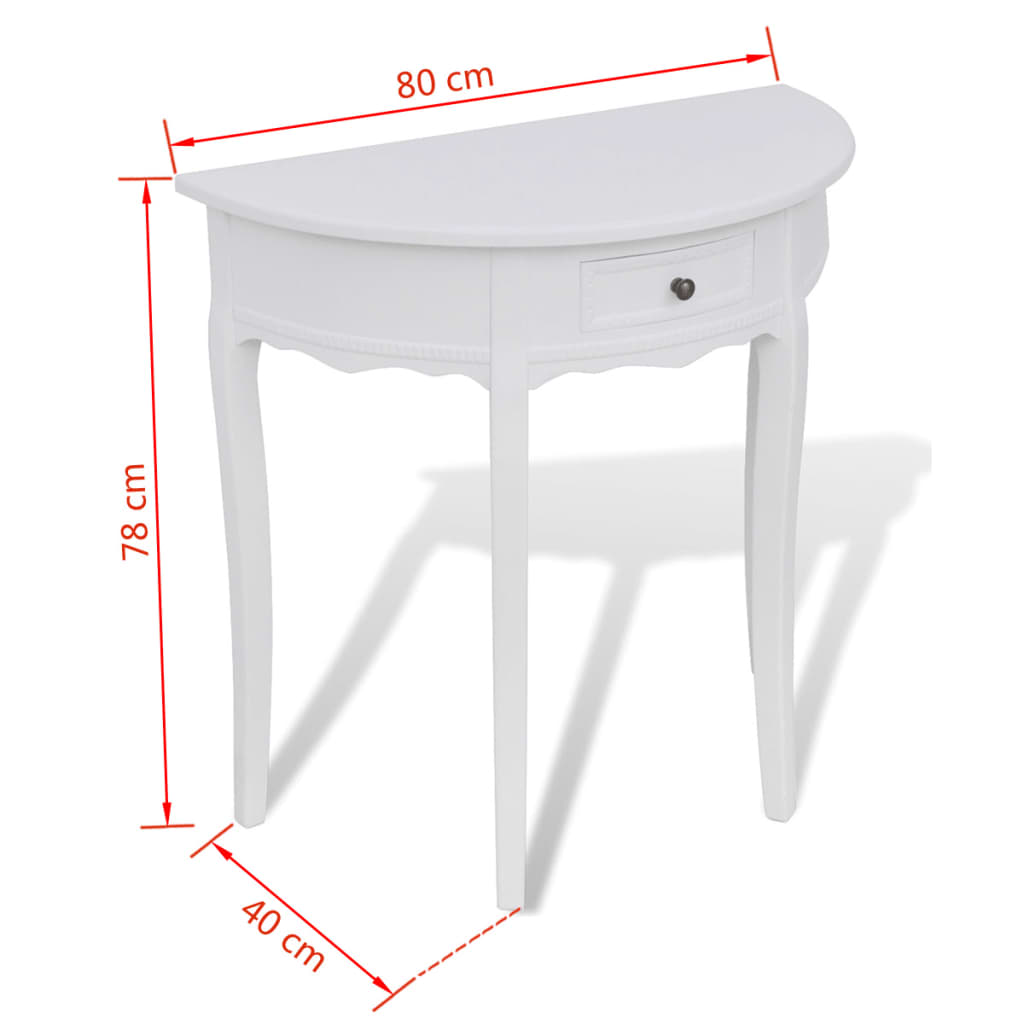 Console Table with Drawer Half-round White- End Tables - HomeShopIreland - Home Shop Ireland - End Tables - Console Table with Drawer Half-round White