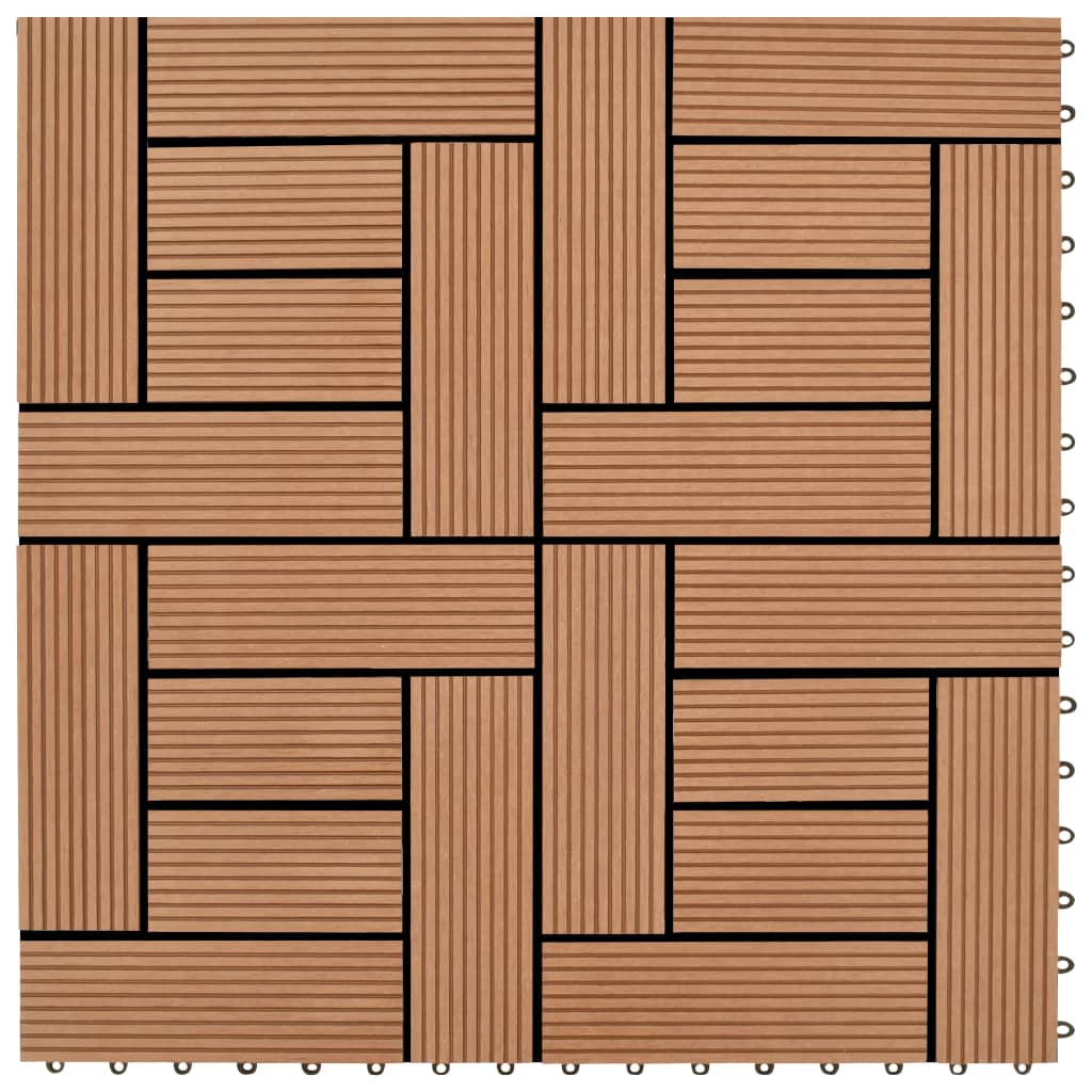 Brown 11 pcs 30 x 30 cm Decking Tiles WPC 1 sqm- Flooring & Carpet - HomeShopIreland - Home Shop Ireland - Flooring & Carpet - Brown 11 pcs 30 x 30 cm Decking Tiles WPC 1 sqm
