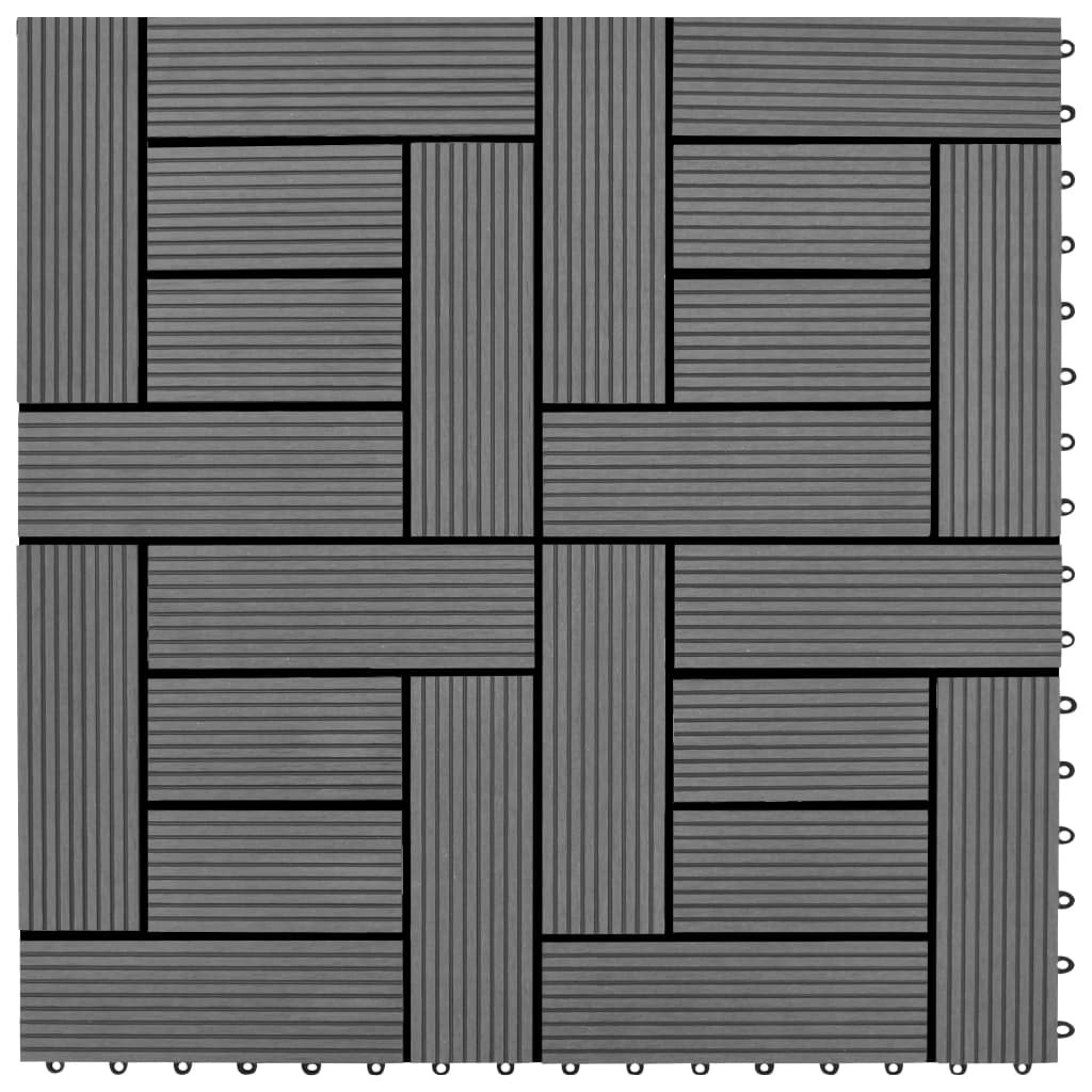 Grey 11 pcs 30 x 30 cm Decking Tiles WPC 1 sqm- Flooring & Carpet - HomeShopIreland - Home Shop Ireland - Flooring & Carpet - Grey 11 pcs 30 x 30 cm Decking Tiles WPC 1 sqm