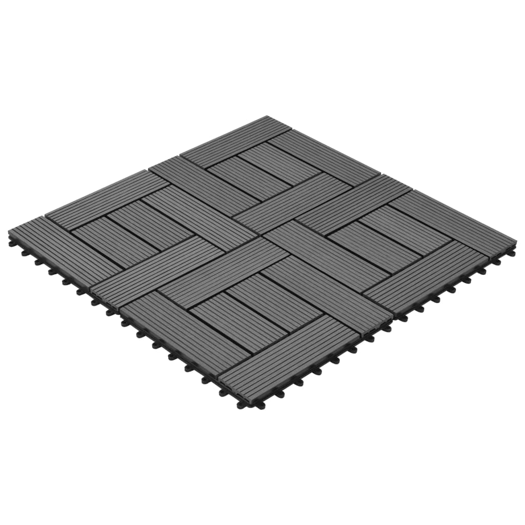 Grey 11 pcs 30 x 30 cm Decking Tiles WPC 1 sqm- Flooring & Carpet - HomeShopIreland - Home Shop Ireland - Flooring & Carpet - Grey 11 pcs 30 x 30 cm Decking Tiles WPC 1 sqm