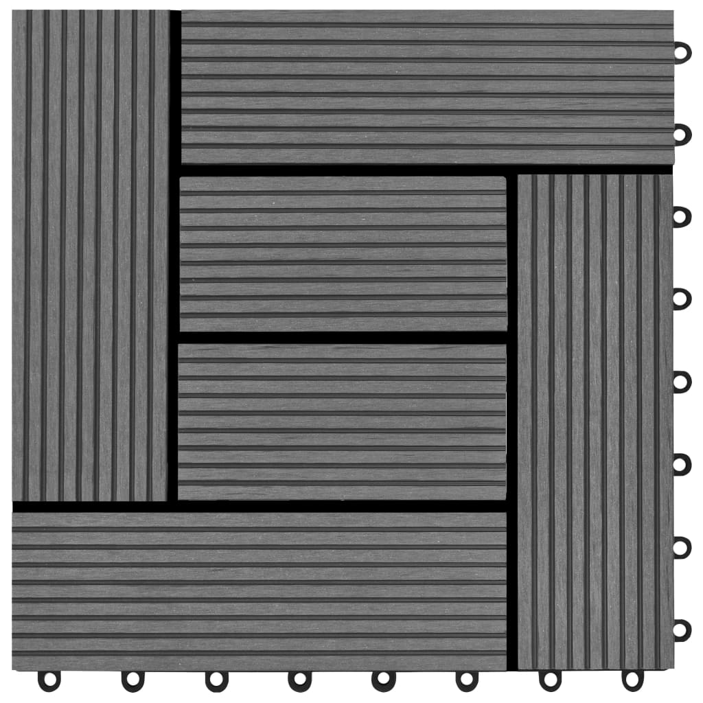 Grey 11 pcs 30 x 30 cm Decking Tiles WPC 1 sqm- Flooring & Carpet - HomeShopIreland - Home Shop Ireland - Flooring & Carpet - Grey 11 pcs 30 x 30 cm Decking Tiles WPC 1 sqm