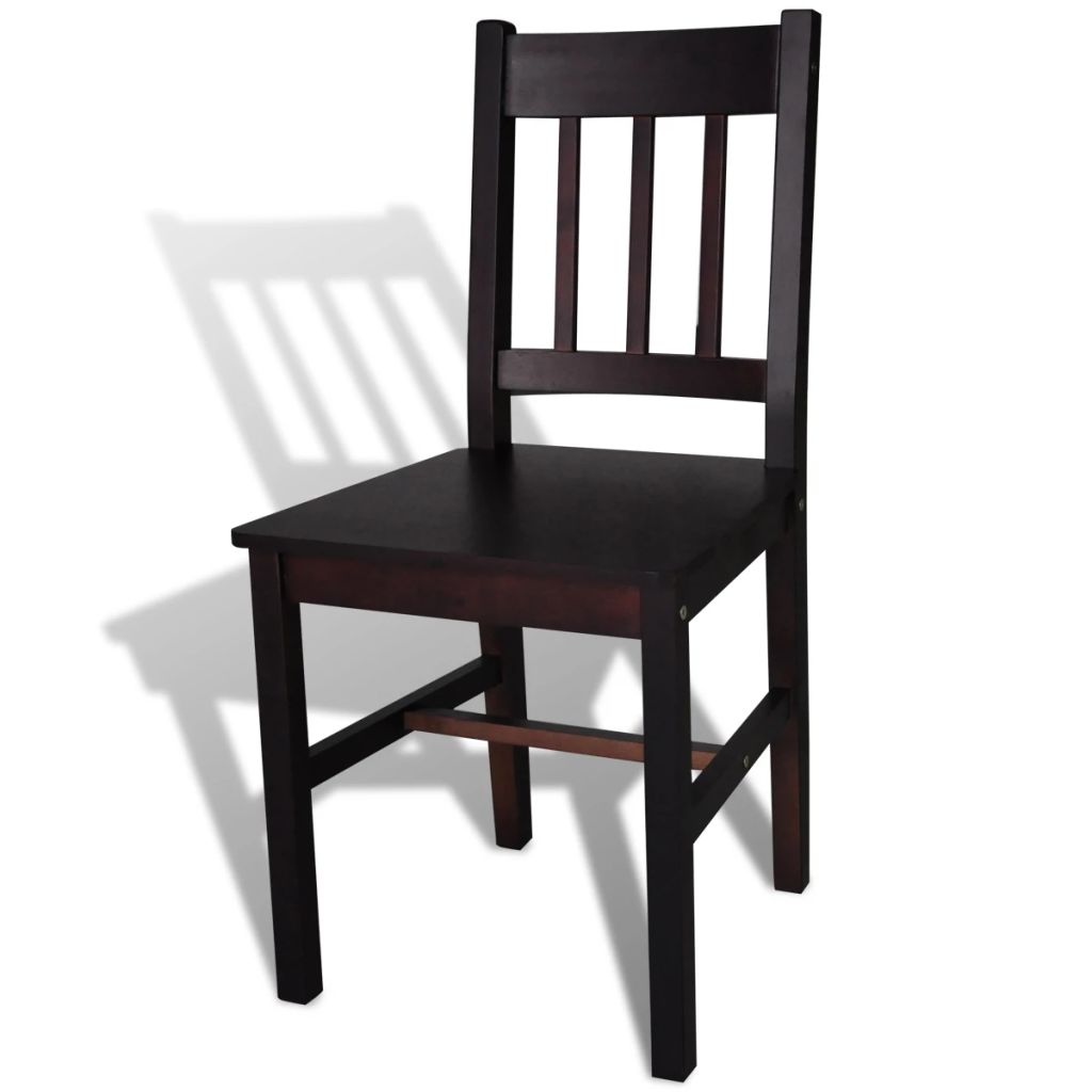 Dining Chairs 6 pcs Dark Brown Pinewood- Kitchen & Dining Room Chairs - HomeShopIreland - Home Shop Ireland - Kitchen & Dining Room Chairs - Dining Chairs 6 pcs Dark Brown Pinewood