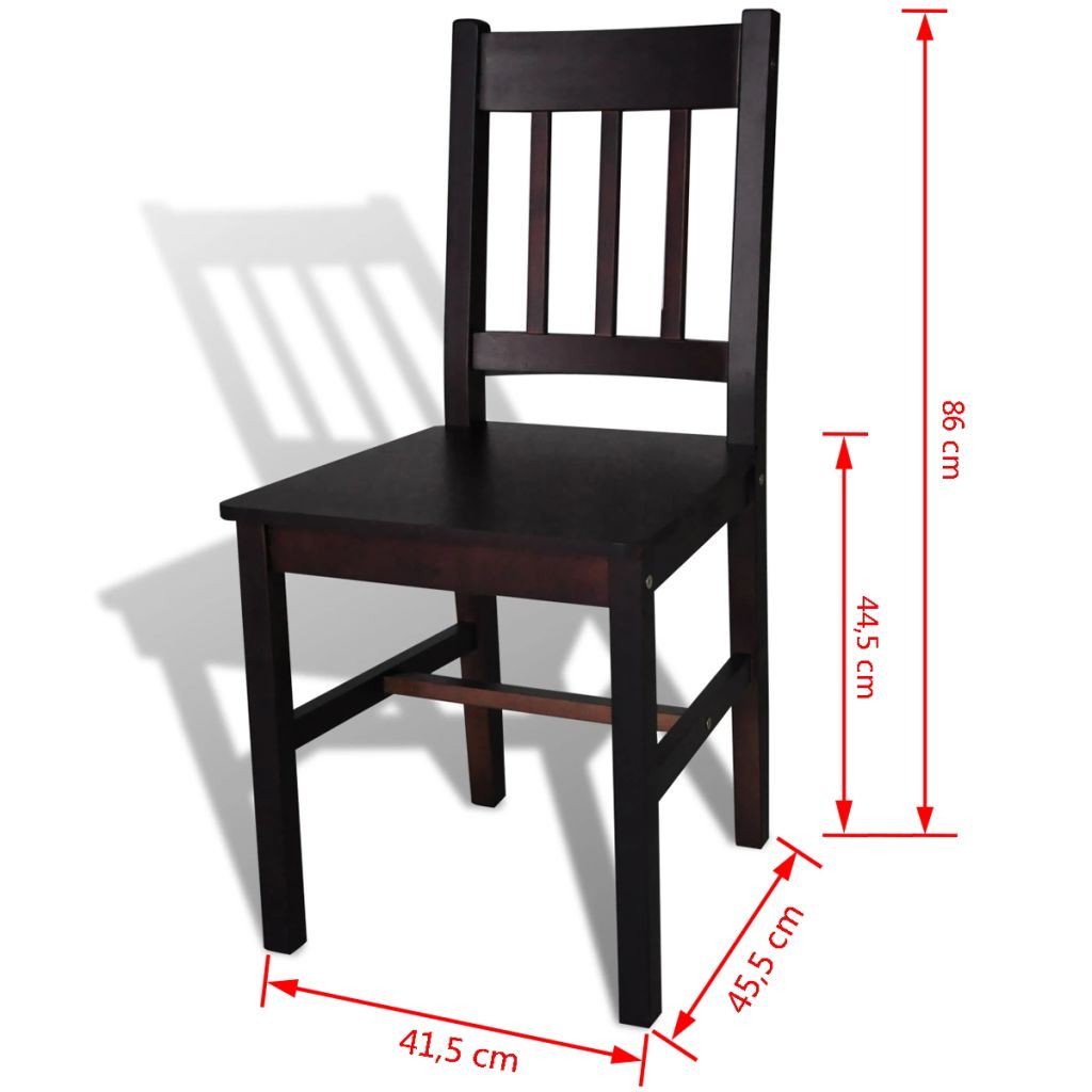 Dining Chairs 6 pcs Dark Brown Pinewood- Kitchen & Dining Room Chairs - HomeShopIreland - Home Shop Ireland - Kitchen & Dining Room Chairs - Dining Chairs 6 pcs Dark Brown Pinewood