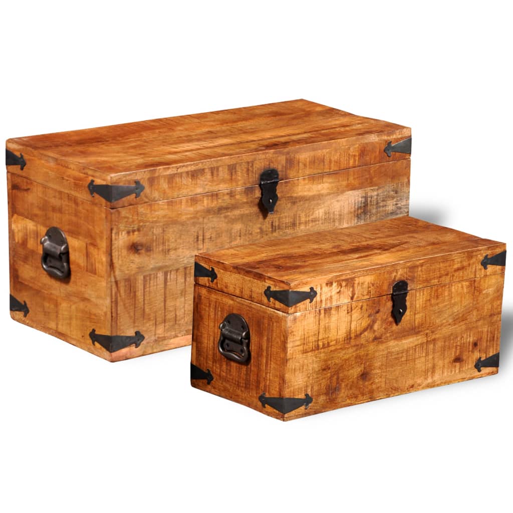 Storage Chest Set 2 Pieces Rough Mango Wood- Storage Chests - HomeShopIreland - Home Shop Ireland - Storage Chests - Storage Chest Set 2 Pieces Rough Mango Wood