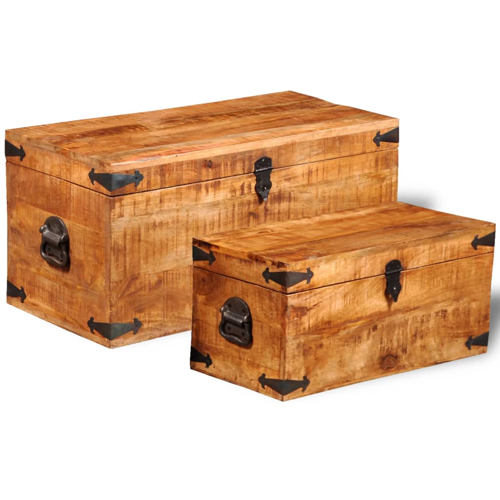 Storage Chest Set 2 Pieces Rough Mango Wood- Storage Chests - HomeShopIreland - Home Shop Ireland - Storage Chests - Storage Chest Set 2 Pieces Rough Mango Wood