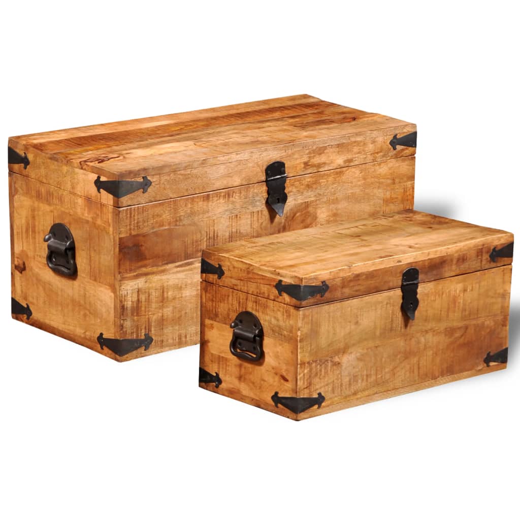 Storage Chest Set 2 Pieces Rough Mango Wood- Storage Chests - HomeShopIreland - Home Shop Ireland - Storage Chests - Storage Chest Set 2 Pieces Rough Mango Wood